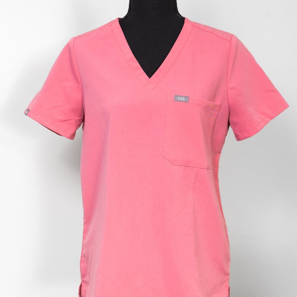 FIGS Womens Pink Catarina One-Pocket Scrub Top